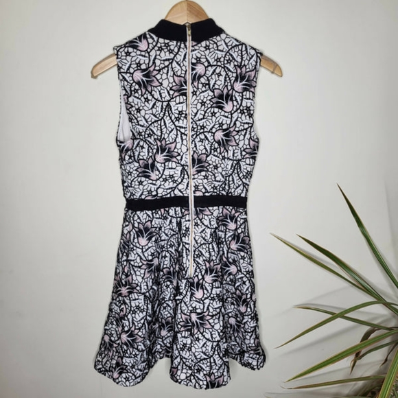 Self-Portrait Sleeveless Mock Neck Lace Overlay Dress - Picture 3 of 10